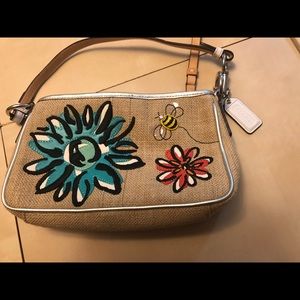 Coach Straw Bumblebee and Flowers Bag